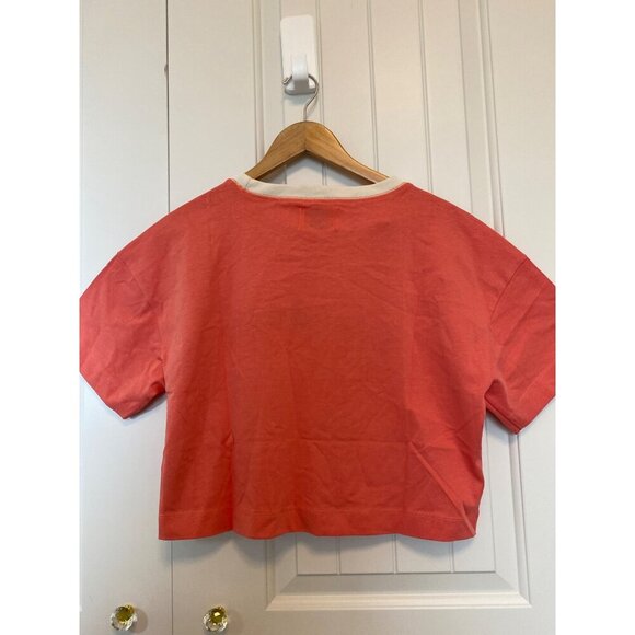 CHNGE Coral Cropped T-Shirt With White Embroidered Logo Size S, NWT - Picture 5 of 10
